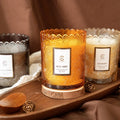 Embossed Cup Essential Oil Scented Luxury Round Glass Dome Candle Cloche Holders Jar for Wholesale  Accompanied