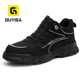GUYISA Black and Brown Color New Fashion Microfiber Upper Sports Collection Anti-puncture Safety Shoes