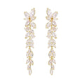 Wholesale JR Women's Classic Cubic Zirconia Crystal Statement Long Wedding Fashion Designer Gold Plated Drop Earrings