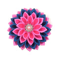 Gorgeous Church Fashion Blue and Pink Sorority Flower Pin with Rhinestone Petals Silver Plated Brooch for Wedding Party Gift MegaBDM