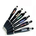 Low MOQ Custom LOGO Laser Led Light up Ballpoint Pen With Stylus Blue Plastic and Wholesale Personalised Engraved Manufacturer