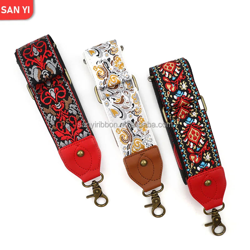 Adjustable PU Leather & Polyester Jacquard Shoulder Strap Custom Logo Quick Release for Camera Phone Strap Portable Charm Strap