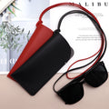 Compact PU Leather Eyeglasses Storage Bag Outdoor Sunglasses Pouch with Neck Strap Comfortable Glasses Pouch for Daily Travel
