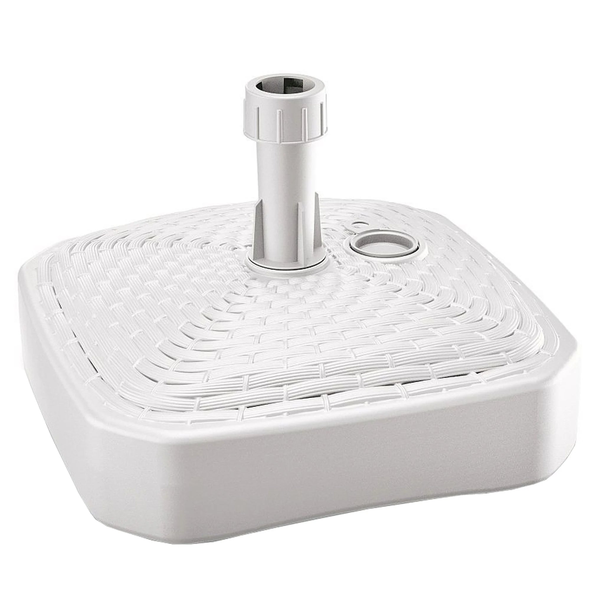 Square polyethylene umbrella base with braided design 39 x 39 x 13 cm in white