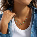 J&D 18K Gold Stainless Steel Necklace Turquoise Flower Pendant Charm Jewelry Gift for Women