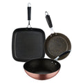ILAG Cooper Bergner Grill Pan Set (28x28cm) + Wok (28cm) + Frying Pan (20x4.5cm) in forged aluminum with non-stick coating