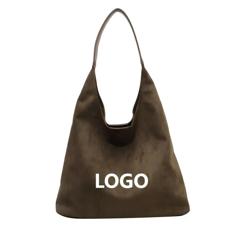 Retro Customized Velvet Bag for Women 2025 New Autumn and Winter Large Capacity Shoulder Bag Tote Bag for Work with Logo