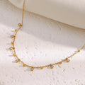 Dreamshow Beaded Charm Necklace Dainty Zircon Jewelry 18k Gold Plated Jewelry Fashion Stainless Steel Chain Necklace