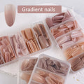 140pcs Acrylic Full Cover DIY Gradient Long Nail Tips Almond Shape with Box