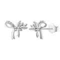 Wholesale 925 Sterling Silver Lite Luxury Small Bowknot Embedded 5A Zircon Simple Stud Earrings Jewelry for Women