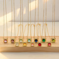 Exquisite Luxury Geometric Square Cube Gemstone Diamond Cz Inlaid Zircon 12 Month Birthstone Clavicle Necklace for Women
