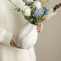 Modern White Textured Ceramic Vase Minimalist Nordic Home Decor