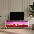 DOSIN Wooden Electronic Fireplace Coffee Table with Bluetooth Connection Modern Luxury Living Room Furniture Panel Design