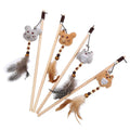 New Style Pet Interactive and Movement Toys Wooden Cat Stick Toy Funny Cat Teaser Feather Toy with Bell
