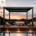 OEM Waterproof Motorized Aluminum Louvered Pergola for Balcony & Garden Modern Design with LED Lighting Customizable Size