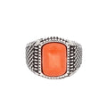 Customized Mens Signet Ring with Red Stone Cheap Stainless Steel Square Stone Ring Jewelry