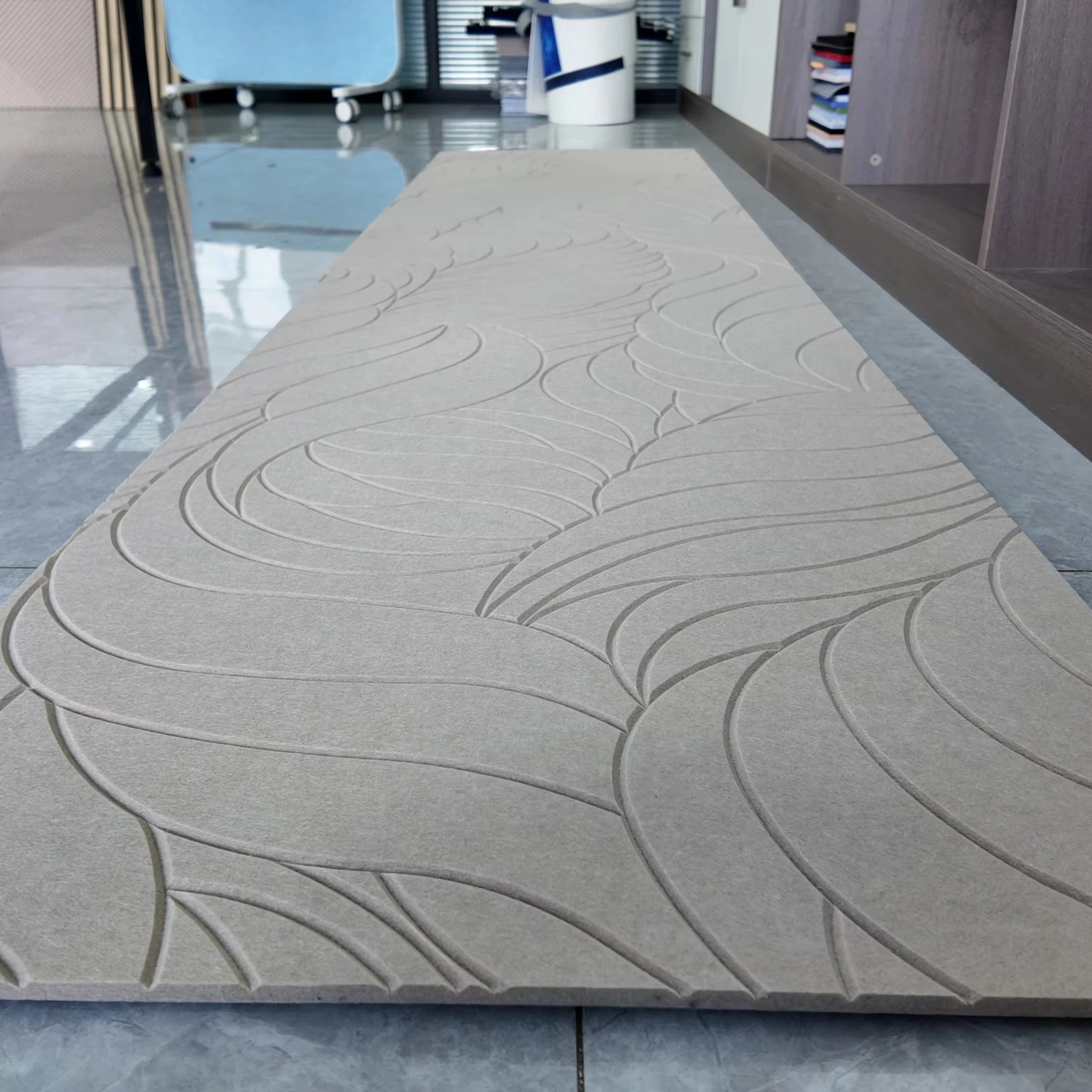 Custom Chamfer Polyester Fiber Acoustic Panel Soundproof Grooved PET Felt Acoustic Panels