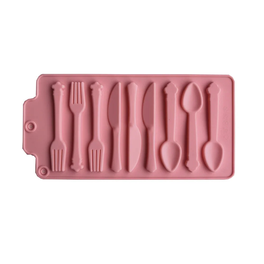 Knife and Fork Shape Silicone Mold Chocolate Cake Mold of Dropper Baking Tool Glue Wax Bottle Candy Mold