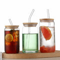 2024 New Arrival Glass Juice Coffee Milk Water Bottle Bamboo Lid Tumbler Soda Can Glasses Borosilicate Beer Cup Bottle