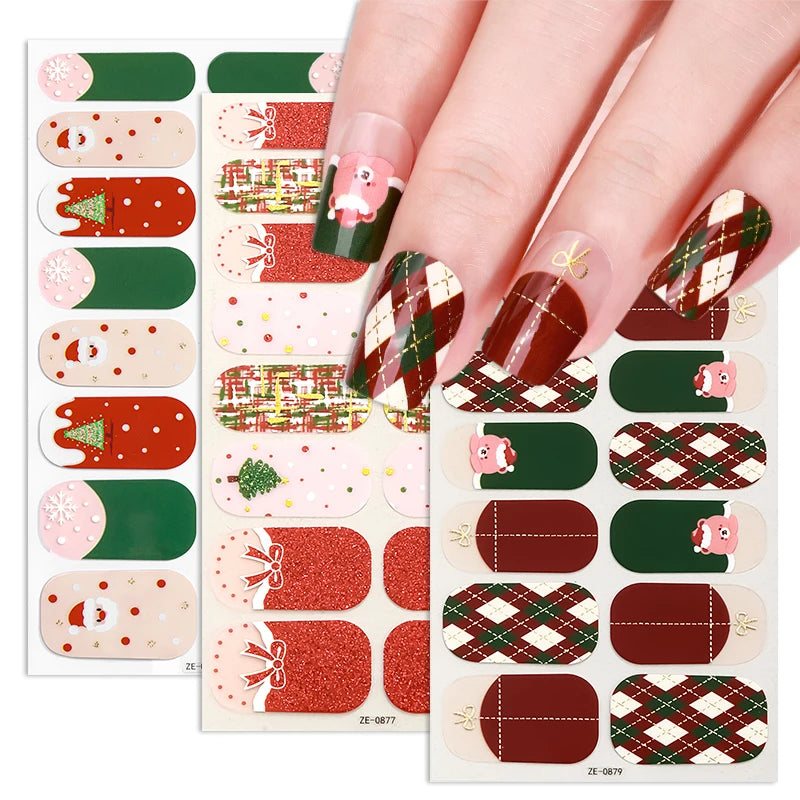 New Design 2D PET Christmas Snowman Fridge Sticker Waterproof Non-Toxic Long Lasting Nail Art Stickers