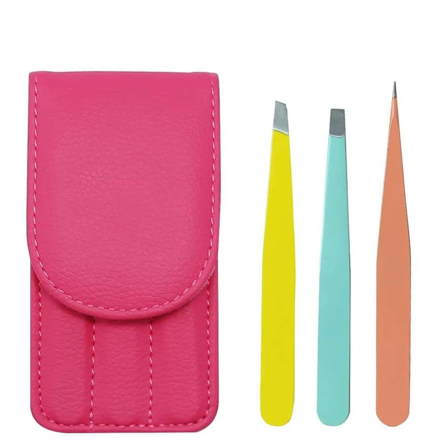 Wholesale Private Label Slanted Tip Stainless Steel Eyebrow Tweezers Kit for Hair Removal