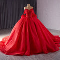 Jancember 241075 Classic Red Sweetheart Off Shoulder Bow Puffy Evening Dresses