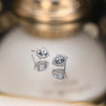 Vintage Rhombus Aquamarine Blue Zirconia Stud Earrings 925 Sterling Silver