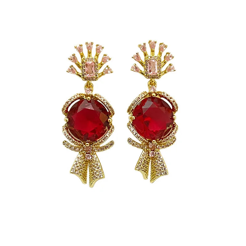 Fashion Red Sugar Shape Niche Design Earring Heavy Light Luxury High-end Jewelry Earring