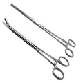 Set of 2 Premium Quality 12" Rochester Pean Hemostat Forceps Straight & Curved Clamps Three Locking Positions