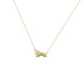 Zircon Rainbow Pendant 925 Sterling Silver 18K Gold Plated Necklace