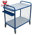 China Made Powder Coated Folding Two-Tier Warehouse Logistic Trolley with 4'' PU Wheels for Indoor/Outdoor Storage