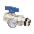 GLAM GL-B1010 Brass Return Water Ball Valve for Floor Heating Water Separator Red Blue Thermometer 1" Port Nickel Plated