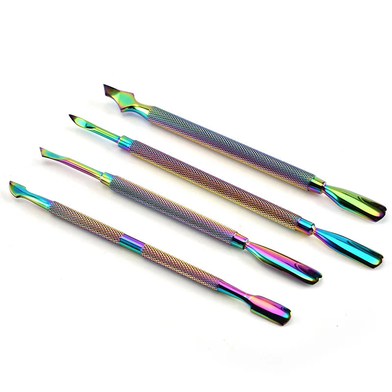 Direct Factory Sale Double-Headed Stainless Steel Nail Plate Cuticle Pusher Manicure Tools Eco-friendly Reusable Dead Skin