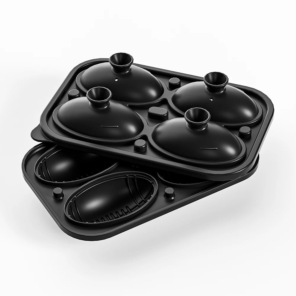 3D Football Ice Cube Tray Large Football Silicone Fun Shapes Whiskey Ice Mold with Built in Funnel for Cocktails Bourbon