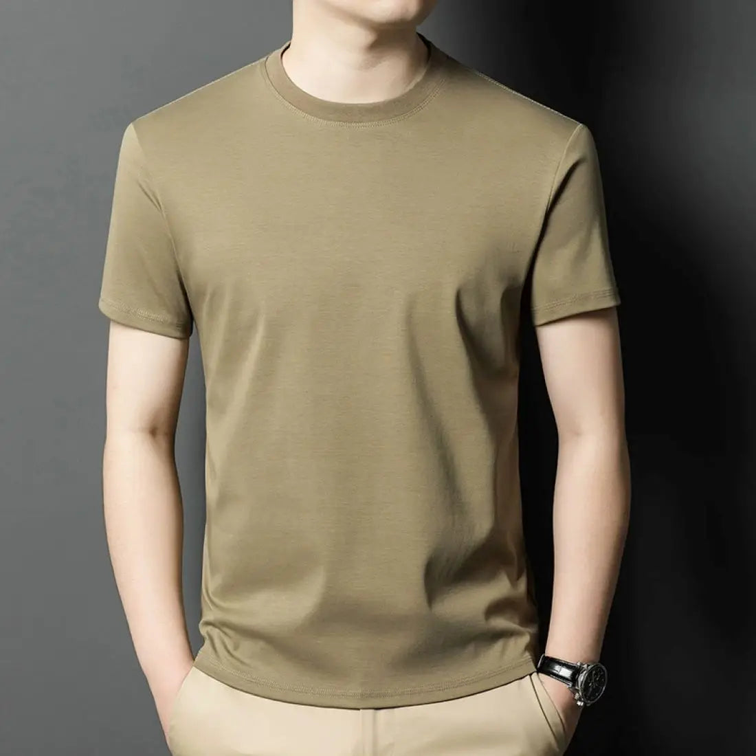 OEM custom logo embroidery printed design  round neck breathable cotton men's short-sleeved summer casual solid color T-shirt