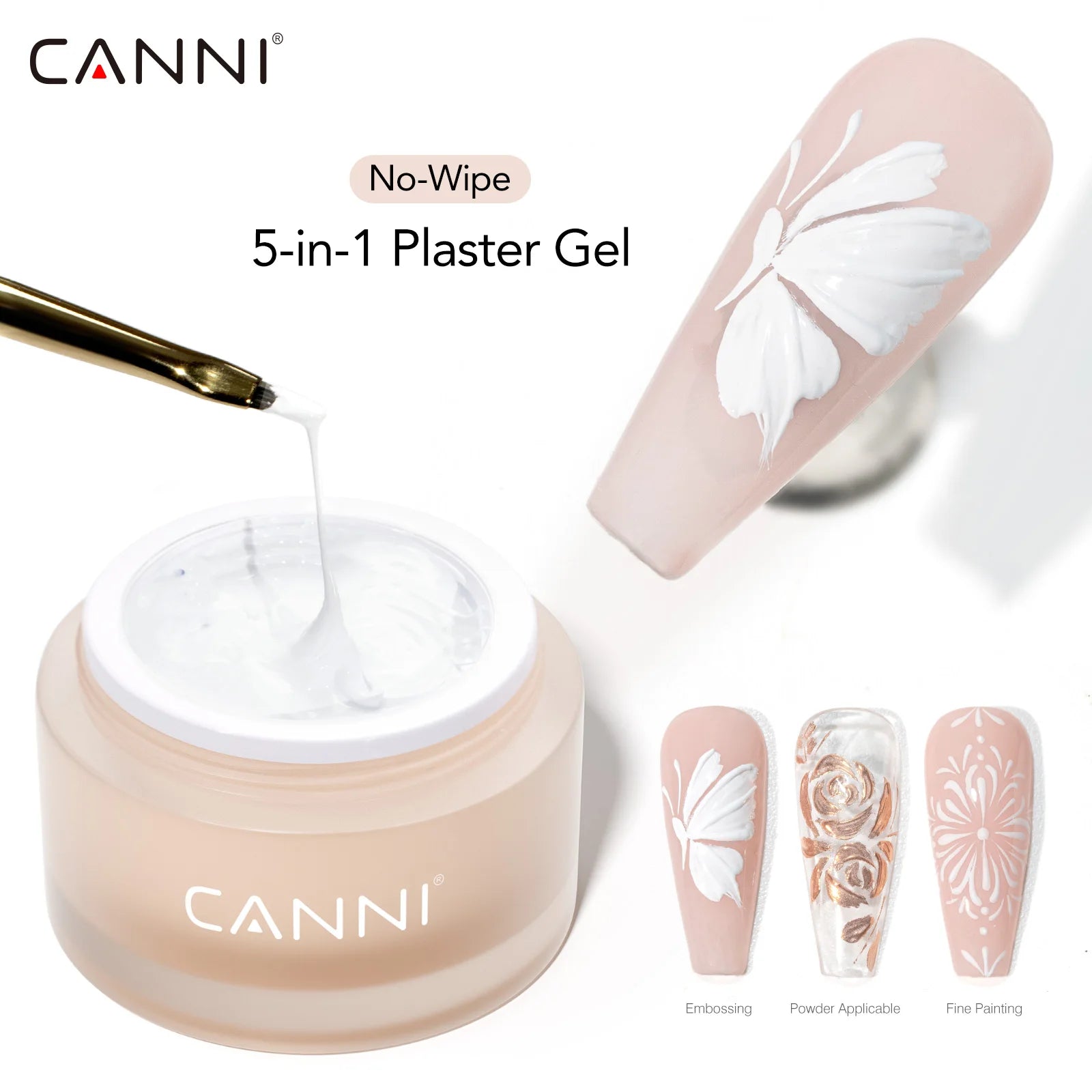 New CANNI 10g Nail Function Gel 5-in-1 Plaster Gel Metallic Painting Gel 3D PVC Sculpting Gel Fiber Base Coat High Shine TopCoat