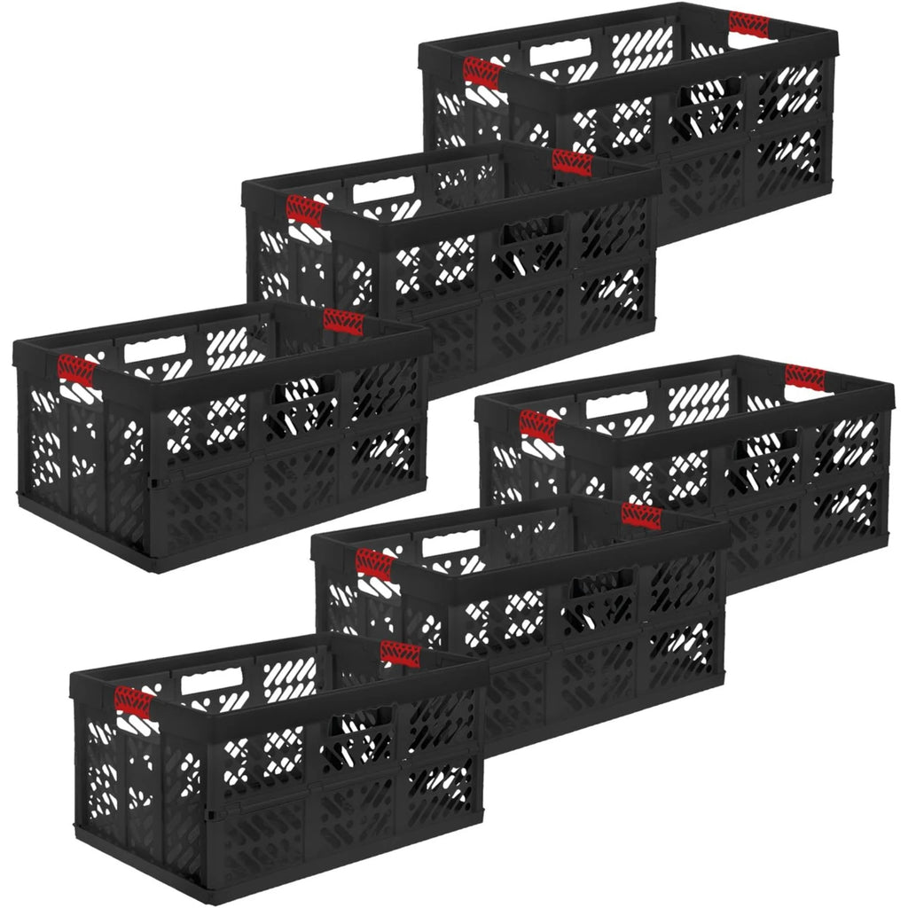Keeper Set of 6 Folding Boxes 45 Liters Ben Graphite and Red
