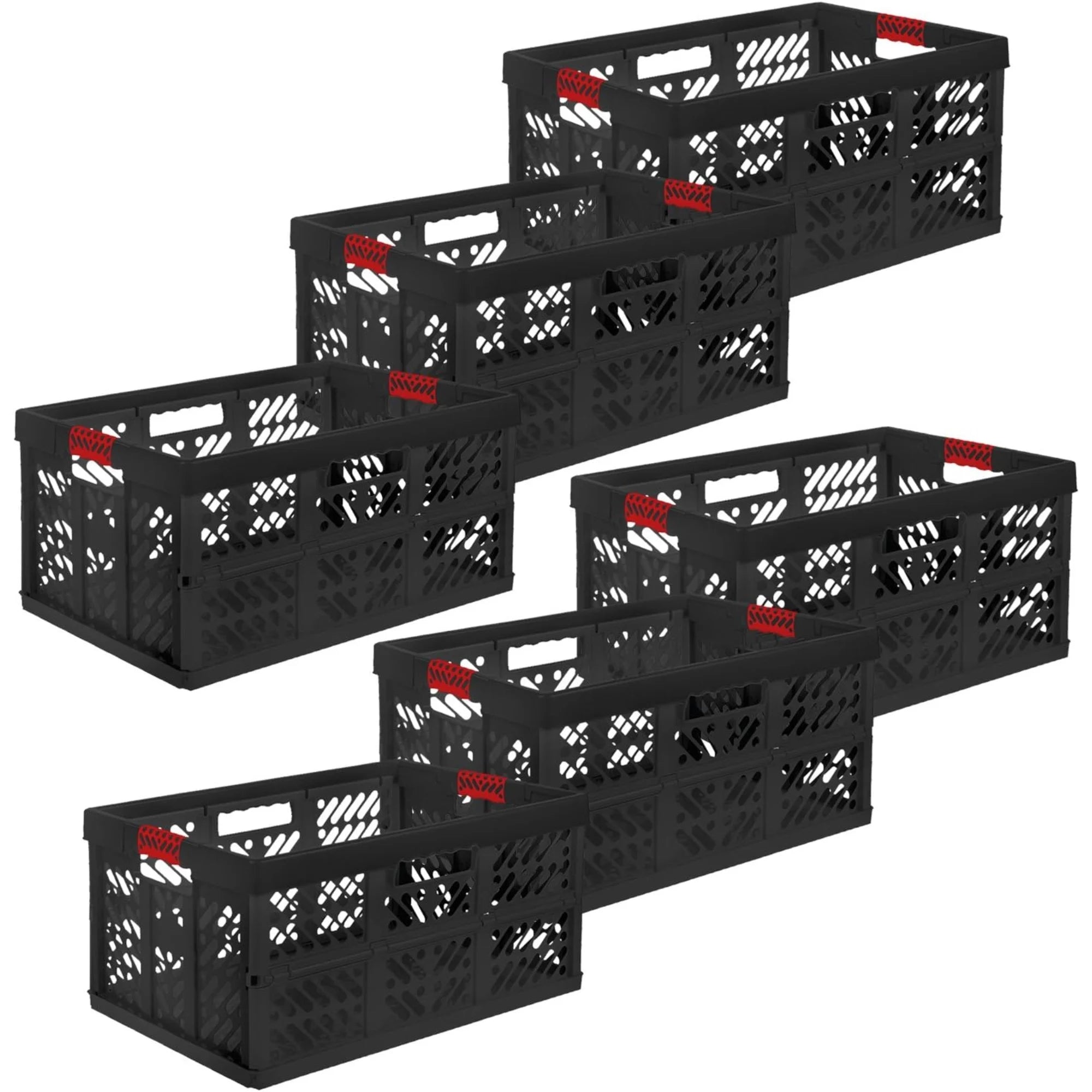Keeper Set of 6 Folding Boxes 45 Liters Ben Graphite and Red