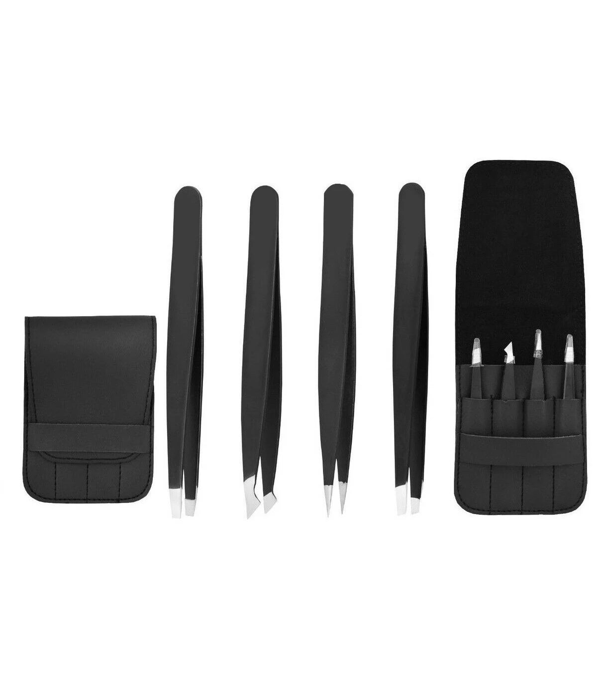 7-Piece Professional Stainless Steel Eyebrow Hair Pluckers Set High Quality Pointed Tip Beauty Tweezers Brand New Hot Sale Case