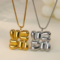 Modern Square Woven Texture Pendant Necklace 18K Real Gold Plated Stainless Steel Tarnish-free Braided Geometric Neck Jewelry
