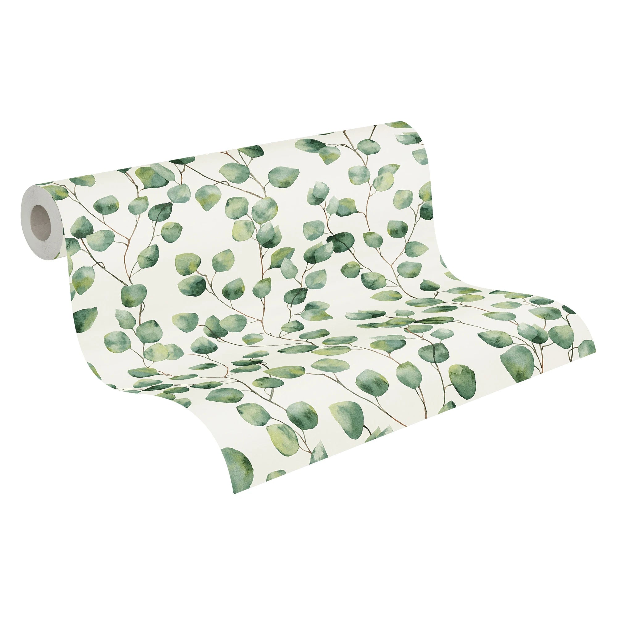 Germany Made Pre-Pasted Modern Floral White Green Non Woven Vinyl Wallpaper Rolls for Bedroom Kitchen Hotel Bathroom 1005x053m