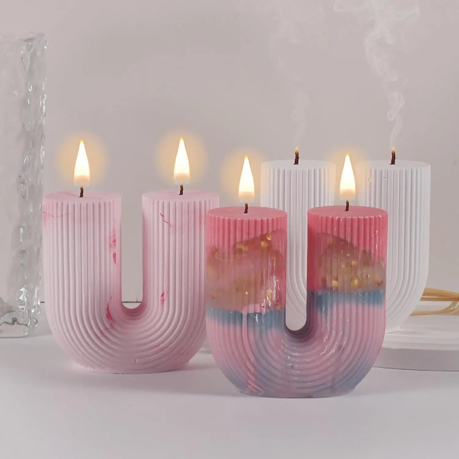 DIY Cylinder U-Shaped Arch Candle Silicone Mold for DIY Making Candle Resin Aromatherapy Gypsum Wax Soap Clay Craft