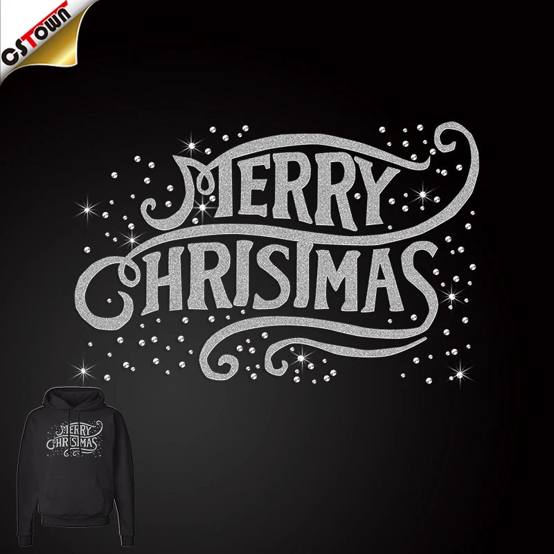 Low Quantity Order Christmas Rhinestone Transfer Hot Fix Rhinestone Transfer for T