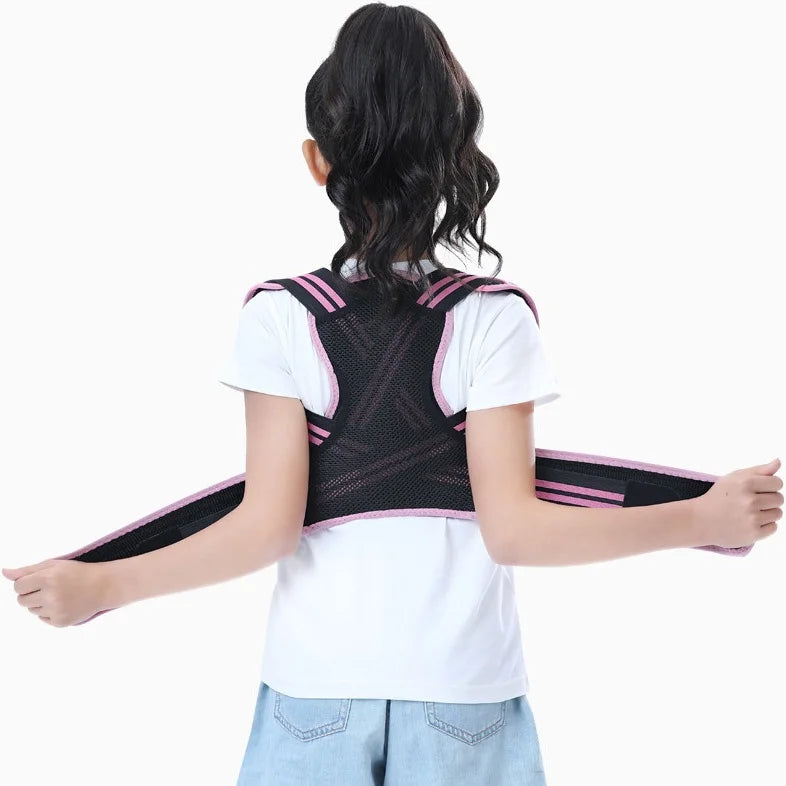 Children's Adjustable Back Support Brace Breathable Invisible Posture Corrector Under Clothes for All Day Wear Straightens Back