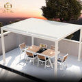 Aluminum Retractable Pergola Wall Mount Blinds Motorized Option LED Lighting Balcony Use Eco-Friendly Waterproof Outdoor