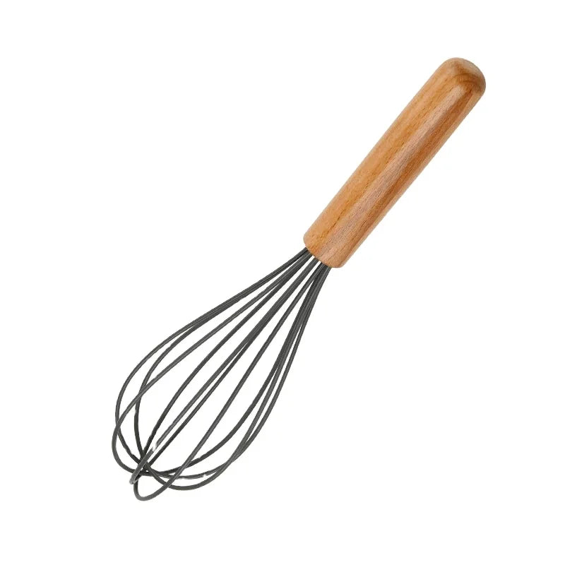 Sustainable Household Flatware Set Beech Wood Silicone Whisk for Baking Whipping Cream Egg White Flour Eco-Friendly Parties Tool