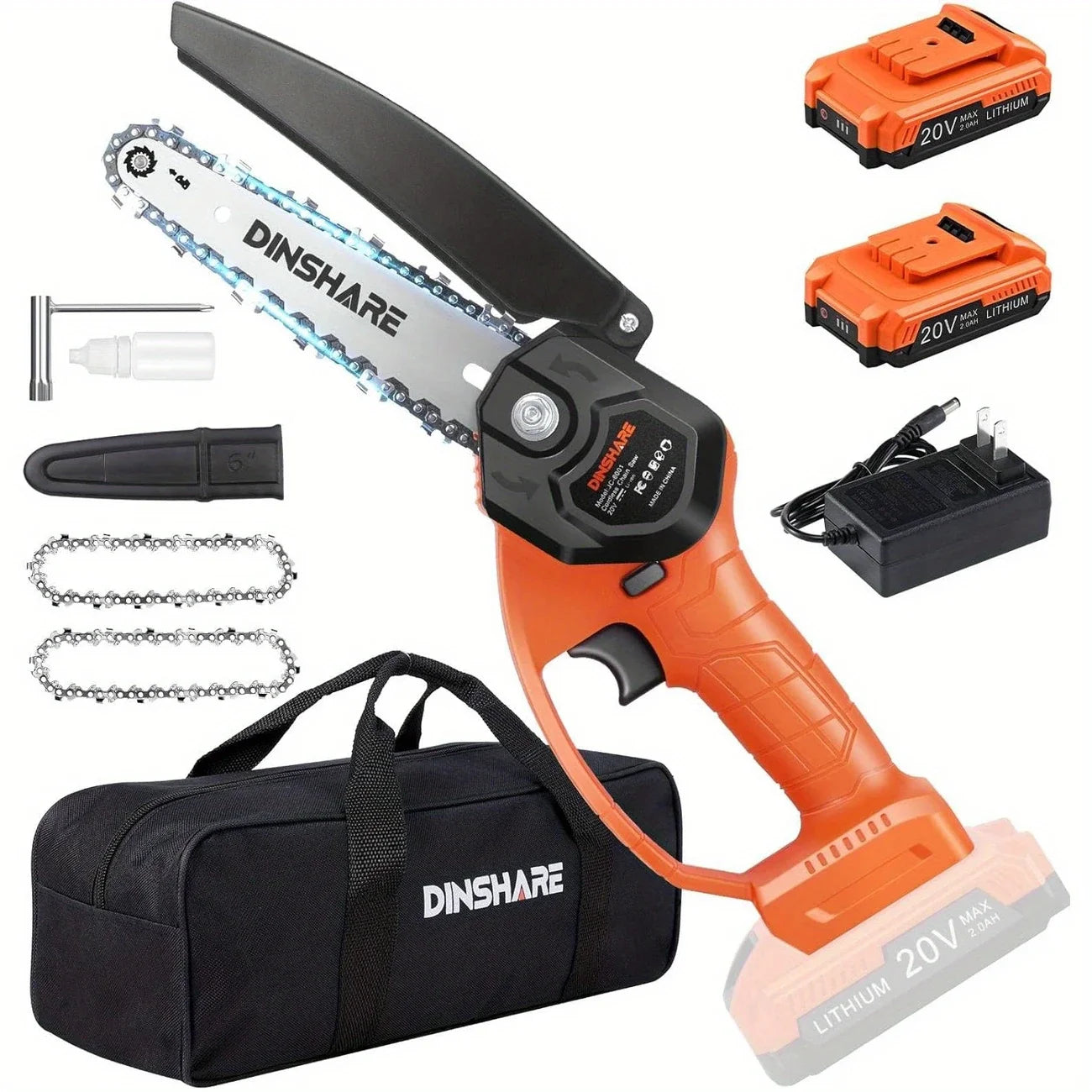 6" Inch Mini Chainsaw Cordless Electric Chainsaw with Brushed Motor Carry Case for Tree Trimming Woodcutting