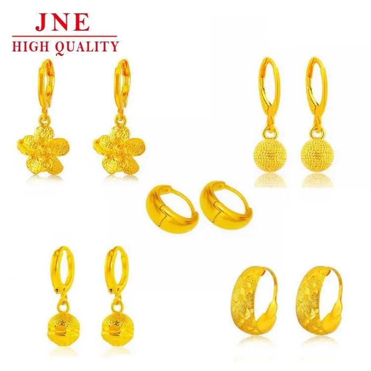 Korean Style Personalized European s Simulated Vietnam Alluvial Gold Gold-Plated Short Earrings Women's Accessories