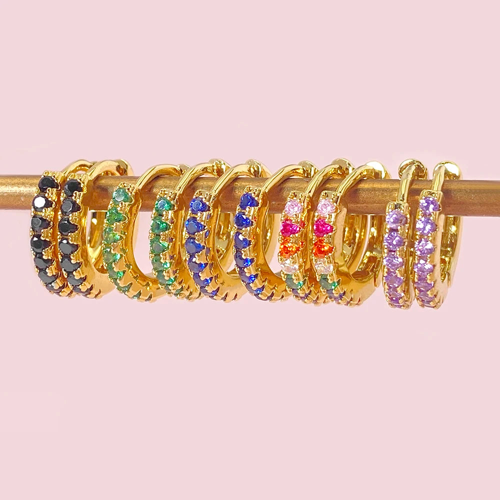 Foxi Custom Color 12mm Small Huggie Earrings Jewelry Gold Plated Hoop Earrings for Women