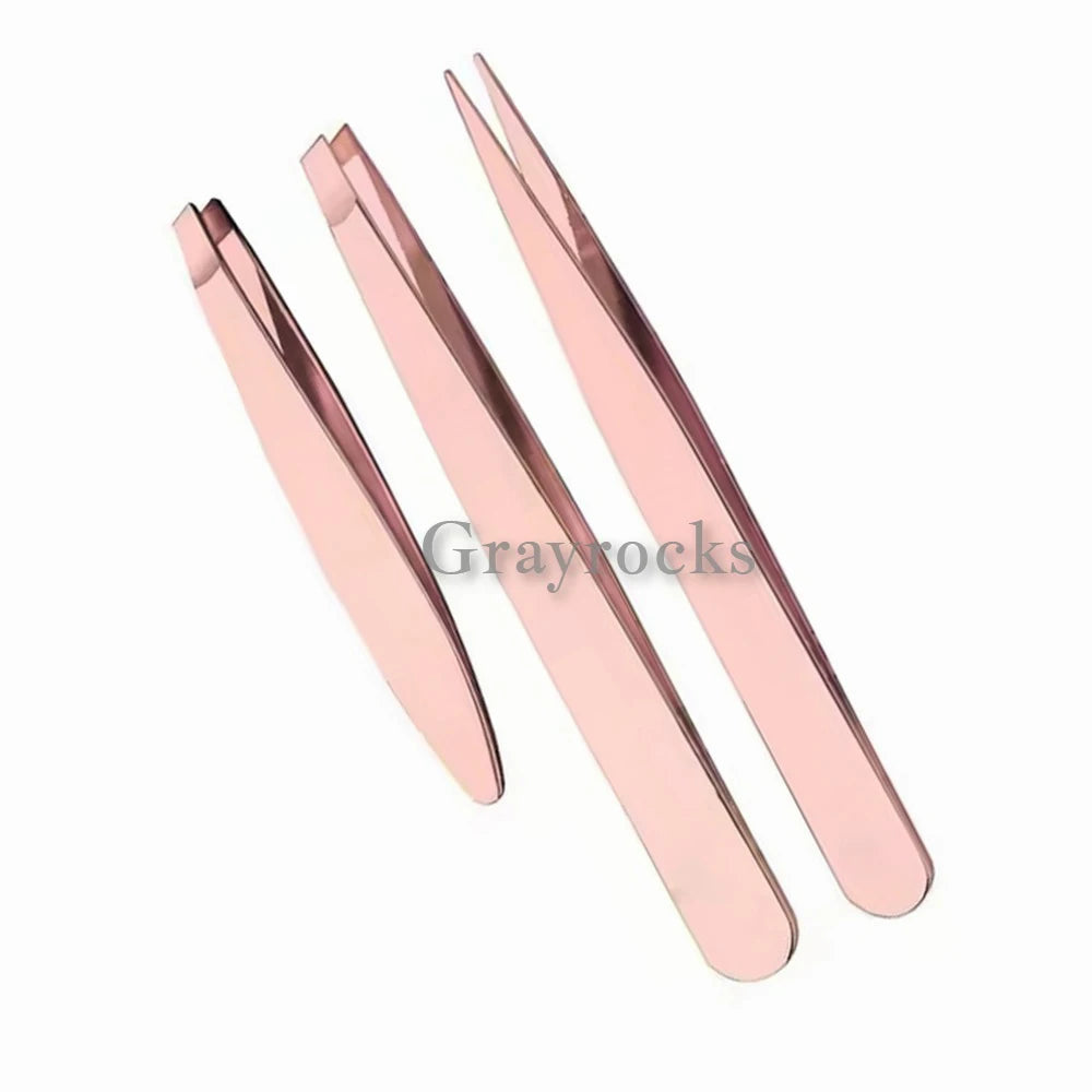 Precision 3-Piece Eyebrow Tweezers Set Pointed Tip for Perfect Brow Shaping and Eyebrow  Beauty Grooming